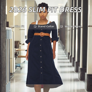 2026 Nuevo Abrigo de Invierno de Alta Calidad para Mujer, Estilo Elegante, Ajustado, Color Sólido, Hombros Descubiertos, Mangas con Puños, Cierre de Botón Único, Cintura Imperio, Ideal para Oficina - Product Image 2