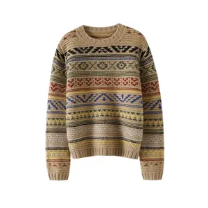 Pull en tricot torsadé personnalisé pull chaud d'hiver en cachemire à coupe ample en cachemire tricoté en jacquard pour femmes