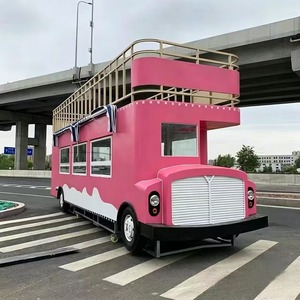 Camión de Comida Metálico Clásico Vintage de Dos Pisos, Remolque de Comida Móvil para Barbacoa, Camión de Helados, <span class=keywords><strong>Caravana</strong></span> de Comida con Cocina - Product Image 1