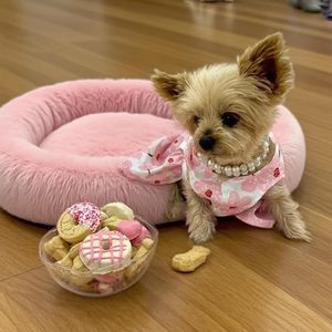 Juego de collar y correa para perro, rosa con diamantes de imitación de cristal, diseño de perlas de doble fila, varios tamaños de color (blanco, M) - Product Image 4