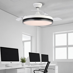 Ventilateur de plafond rétractable BAOSHAN à faible bruit, décoratif, 6 vitesses, 42 pouces, avec lumière LED - Product Image 1