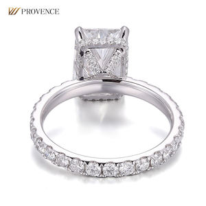 高級 14K・18K 無垢ホワイトゴールド ラディアントカット 4本爪 ダイヤモンドリング メンズ・レディース用 エレガントジュエリー 関税無料 - Product Image 3