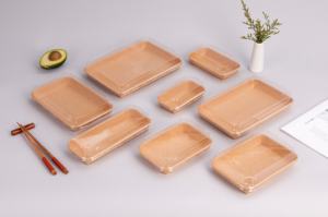 お手頃価格のエコ紙製ケータリングテイクアウト用フードトレイ、バーガー、フライドチキン、フライドポテト、寿司の包装トレイ用品 - Product Image 6