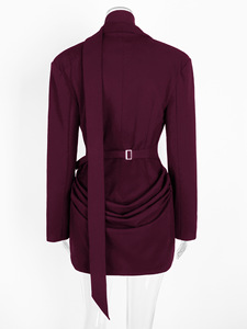 <span class=keywords><strong>Abito</strong></span> Blazer Sexy a Doppio Strato con Arricciature e Sciarpa, Moda Autunno Inverno per Donne, Vestito Mini a Maniche Lunghe per Club e Feste - Product Image 6