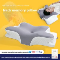 Oreiller cervical en mousse à mémoire de forme haute densité, forme papillon, soutien du cou, ne s'affaisse pas, qualité hôtelière personnalisable