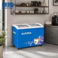 Congélateur coffre AUCMA série SD avec couvercle coulissant en verre incurvé SD-180 SD-330 SD-510, vitrine pour desserts glacés