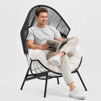Sedia da Giardino Moderna in Rattan Sintetico con Telaio in Acciaio, Resistente alle Intemperie