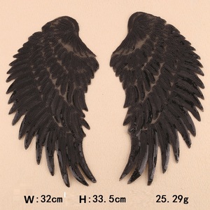 Patch Termoadesiva a Forma di Ali d'Angelo Eco-Friendly, Ricamo di Paillettes Multidimensionale in PET per <span class=keywords><strong>Vestiti</strong></span>, con Tessuto in Feltro e PVC - Product Image 4