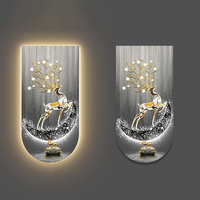 Design personnalisé art mural illuminé par LED toile décoration intérieure art mural rond de luxe peinture 3D LED avec lumière LED