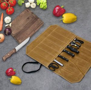 Bolsa de Lona Encerada para Cuchillos de Chef, Portátil, con 7 Ranuras, para Cuchillos y Utensilios de Cocina, con Envoltura Protectora, para Chefs o Profesionales Culinarios (Muestra Gratis) - Product Image 3