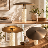 Lampe de table design contemporaine, corps en coquille de capiz fait main, lampe en fer bronze antique, luminaire personnalisé pour hôtel, villa, projet