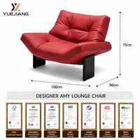 Canapé simple en cuir véritable fait main, style italien moderne minimaliste, fauteuil de designer haut de gamme pour salon, extérieur et salle à manger