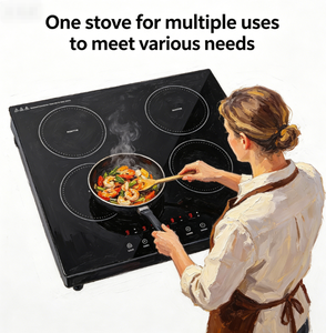 Table de cuisson à <span class=keywords><strong>induction</strong></span> commerciale 4 brûleurs, 1800W+1800W+1000W+1000W, Vitroceramique, Minuterie et verrouillage enfant, Sûr et efficace - Product Image 5