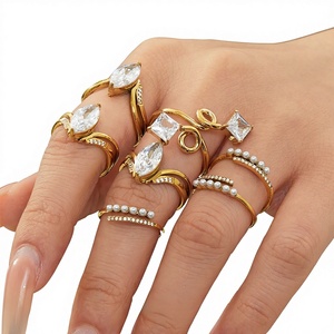 Новинка <span class=keywords><strong>2026</strong></span> года: Золотое кольцо из нержавеющей стали 18K с фианитами, оптовая продажа, водонепроницаемые ювелирные изделия, оптовый запас - Product Image 2