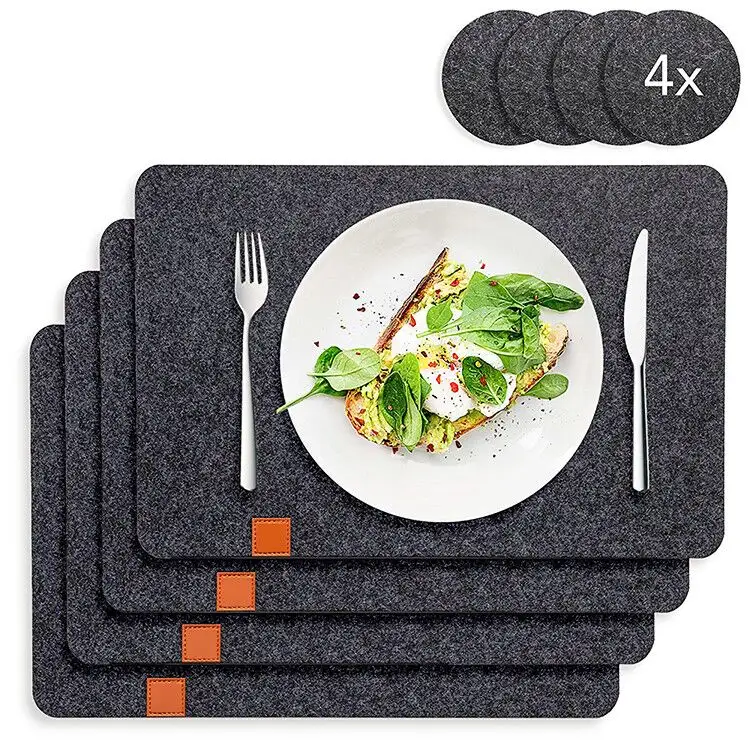 1 Set de 6 napperons en feutre, tapis de Table absorbant, antidérapant, lavables, résistants à la chaleur, de haute qualité