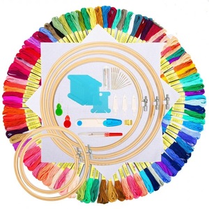 Conjunto de bambu bordado estiramento Cross Stitch Frame ferramenta 50 cores 100-Color Tópico para bordado bordado - Product Image 5