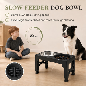Bol de nourrissage lent pliable de luxe en acier inoxydable antidérapant et durable, avec support surélevé réglable en hauteur sur 5 niveaux, pour chiens de petite taille - Product Image 5