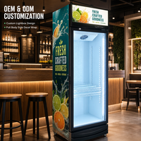 Réfrigérateur-congélateur commercial à refroidissement direct, vitrine réfrigérée en verre trempé avec éclairage LED pour boissons
