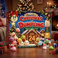 Calendrier de l'Avent de Noël 24 Jours, Boîte Mystère, Jouet Squishy en Forme de Boulette, Sac Surprise, Coffret Cadeau de Noël