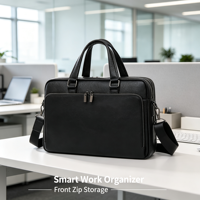 Porte-documents de luxe portable pour homme en cuir de vachette pleine fleur véritable, élégant et raffiné