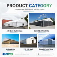 Tente de stockage à grand cadre en aluminium certifiée CE, résistante au feu, en PVC, avec porte roulante, temporaire, industrielle, extérieure, tout usage