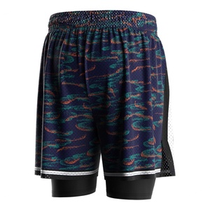 Shorts de basketball sans sous-vêtements supplémentaires, avec couche extérieure en mesh et doublure extensible de compression, conçus pour les joueurs de basket sérieux. - Product Image 3