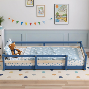 <span class=keywords><strong>Letto</strong></span> <span class=keywords><strong>Montessori</strong></span> per Bambini in Legno Massello con Sponda Alta di Sicurezza, per Uso in Camera da <span class=keywords><strong>Letto</strong></span>, per Bambini e Bambine, Blu Grigio - Product Image 4