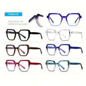 Gafas de Moda con Logotipo Personalizado, Montura Grande, Hexagonales, con Degradado, de Acetato CP, con Protección Anti Luz Azul para Mujer - Product Image 4