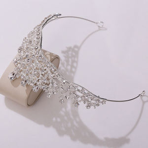 Francés Simple exquisito Rhinestone nupcial Tiaras aleación cristal Queens diamante flor corona lujo belleza desfile Diad corona - Product Image 4