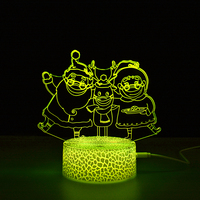 Lampe de bureau LED 3D stéréo personnalisée en acrylique, veilleuse moderne en forme de lune ou dinosaure, en ABS noir avec télécommande, pour décoration