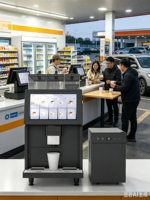 Machine à café automatique de bureau commerciale, équipement de distribution de café fraîchement préparé avec plusieurs choix de boissons