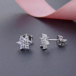 Pendientes de Plata de Ley 925 con Forma de Copo de Nieve y Circonita Blanca Rosa, Joyería Navideña para Mujer de <span class=keywords><strong>POLIVA</strong></span>, Oro Blanco - Product Image 4