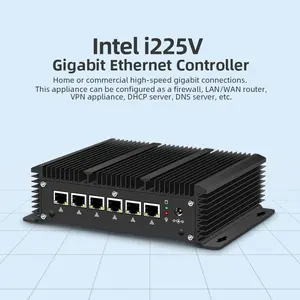 HelorPC Intel Core i3 i5 i7 Mini PC i225 6 ethernet LAN HD RS232 COM Fanless Linux Computer Ubuntu Soft Firewall Router