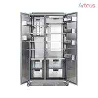 Réfrigérateur double porte en acier inoxydable de 36 pouces, prêt pour l'installation, sans givre, écoénergétique, 455 L, pour hôtel