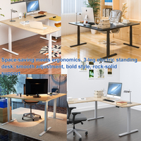 Cadre de bureau d'ordinateur debout réglable en hauteur en forme de L, table électrique intelligente à hauteur réglable, 3 pieds, bureau ergonomique debout