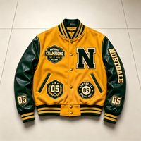 Veste universitaire en laine et cuir personnalisée pour hommes, veste de baseball avec patchs en chenille, fabricant OEM ODM de vêtements streetwear