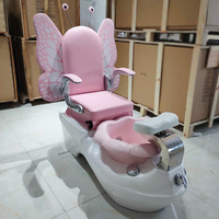 Chaises de manucure pour enfants en cuir rose moderne de haute qualité, chaise de pédicure de luxe en forme de papillon, mignonne pour les enfants