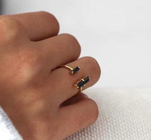 Natural <b>Black</b> Tourmaline Two-Stone 925 Sterling Silver 7x5 MM 2x4 MM Octagon Cut Gemstone <b>Ring</b> Romantic Wedding Handmade Fine - Product Image 6