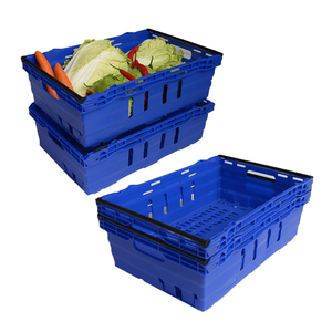 Agriculture vegetables fruit sea food storage plastic crate storage vented box turnover crate multi-use folding crate