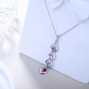 Shuozhen personalizado 925 collar familiar de plata esterlina personalizado con 1-6 nombres circón piedra natal para mamá abuela o mujer - Product Image 3