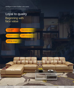 Sofá Seccional de diseño simple de lujo europeo para muebles de sala de estar sofás con marco de madera sofá de <span class=keywords><strong>esquina</strong></span> <span class=keywords><strong>en</strong></span> forma de L sofá de cuero - Product Image 4