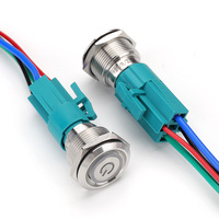 Interrupteurs à bouton-poussoir en acier inoxydable 22 mm 48 V IP67 250 V avec LED verte 10 A à courant élevé, industriels, RGB, marche/arrêt, momentané