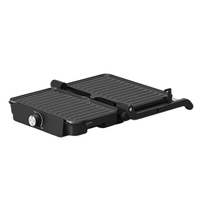 Grill panini électrique HUAQI 2 tranches 850W, en aluminium moulé sous pression, avec double voyant de prêtsur, plaque antiadhésive PTFE 23x14,5cm
