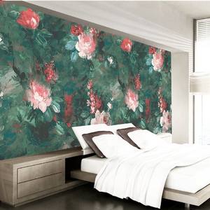El-boyalı çiçek duvar Nordic <span class=keywords><strong>Vintage</strong></span> TV arka plan yatak odası soyut sanat avrupa su geçirmez kanvas kumaş duvar kağıdı - Product Image 2