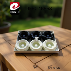 CENICERO Ashtray Set 6Pcs With Black And White Design For Indoor Outdoor Use - Product Image 2