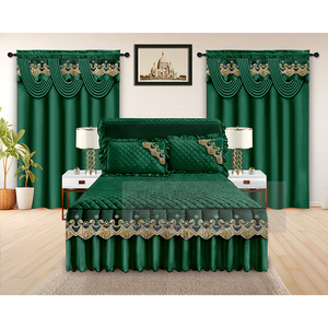 5 Mảnh Bedskirt Đặt Sang Trọng Ren Ruffle Bedskirt Với Phù Hợp Với Rèm Cửa 5 Pcs Bedskirt Đặt Vua Kích Thước Sẵn Sàng Để Tàu - Product Image 6