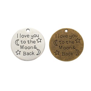 Breloque Message d'Amour Lune, Jeton en Alliage de Zinc en Forme de Croissant et d'Étoile pour Bijou Souvenir d'Anniversaire - Product Image 1