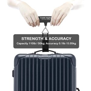 Báscula de equipaje colgante Digital portátil de bolsillo Inspira, peso de maleta de 110 libras, pantalla LCD, batería de plástico de precisión de 1g - Product Image 6