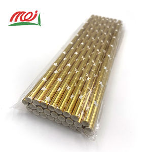 قشة شرب ورقية طبيعية 100% قابلة للتحلل الحيوي، قشة ورقية ذهبية للاستخدام مرة واحدة - Product Image 3