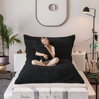 Ensemble de fauteuils poufs géants en tissu velours côtelé, amovibles et pliables, avec rembourrage en mousse moelleuse, sans structure, pour salon, canapé paresseux